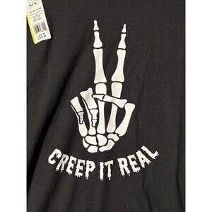 Celebrate It "Creep It Real" Adult Crew Neck T-Shirt, Black Size Small